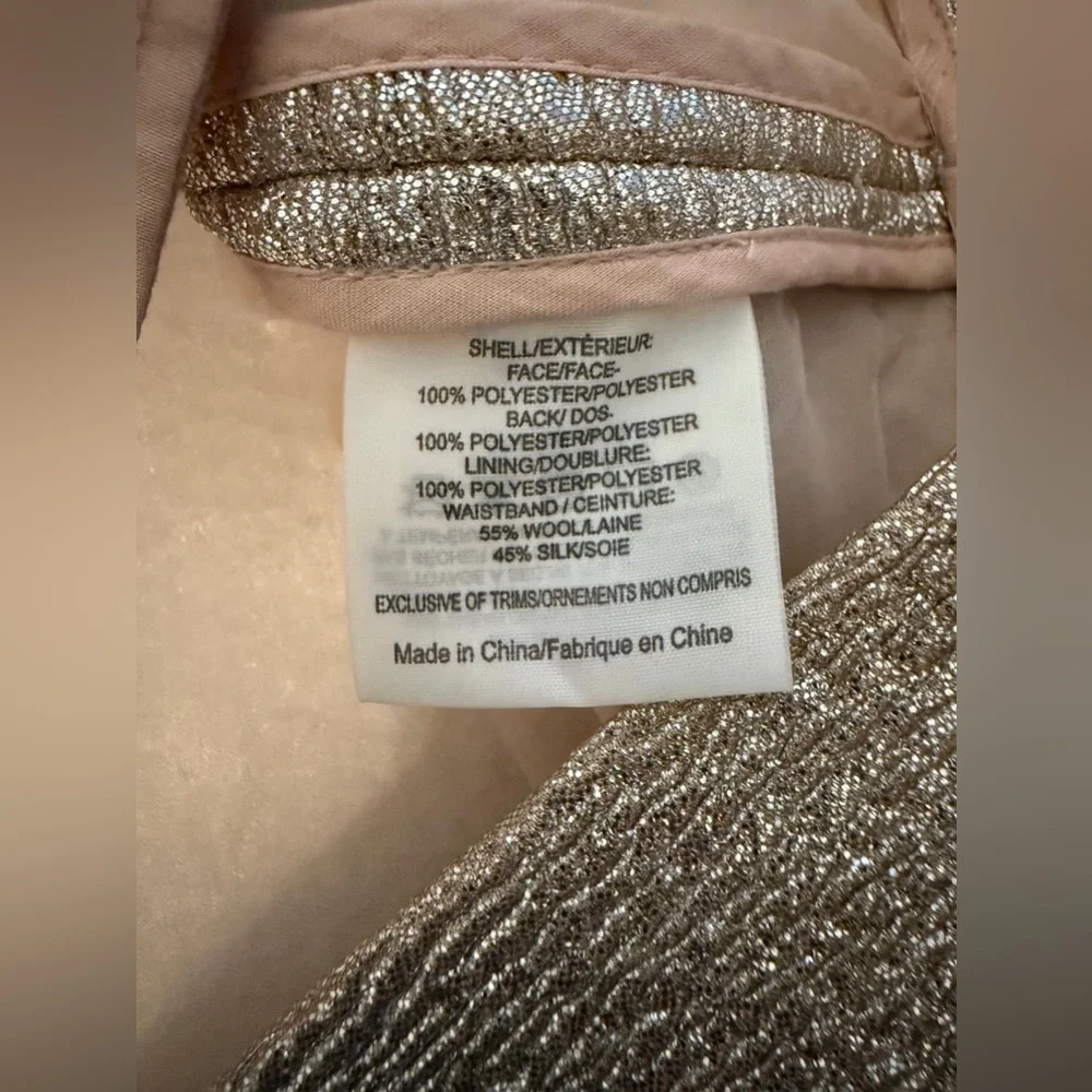 Tory Burch Metallic Gold A-Line Mini‎ Skirt XS Party Holiday Cocktail